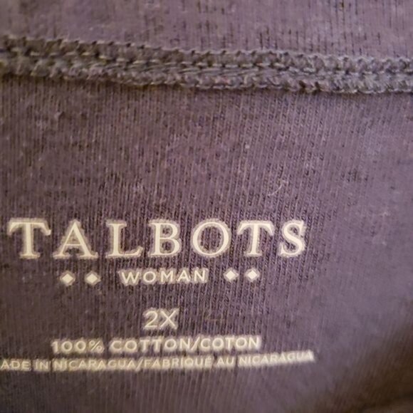 Talbots 100% Cotton Navy Blue Square Neck T Shirt Top Size 2X GUC - Picture 7 of 7